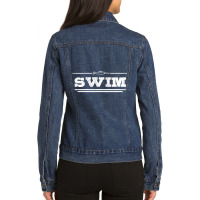 Distressed Look Swimming Gift For Swimmers T Shirt Ladies Denim Jacket | Artistshot