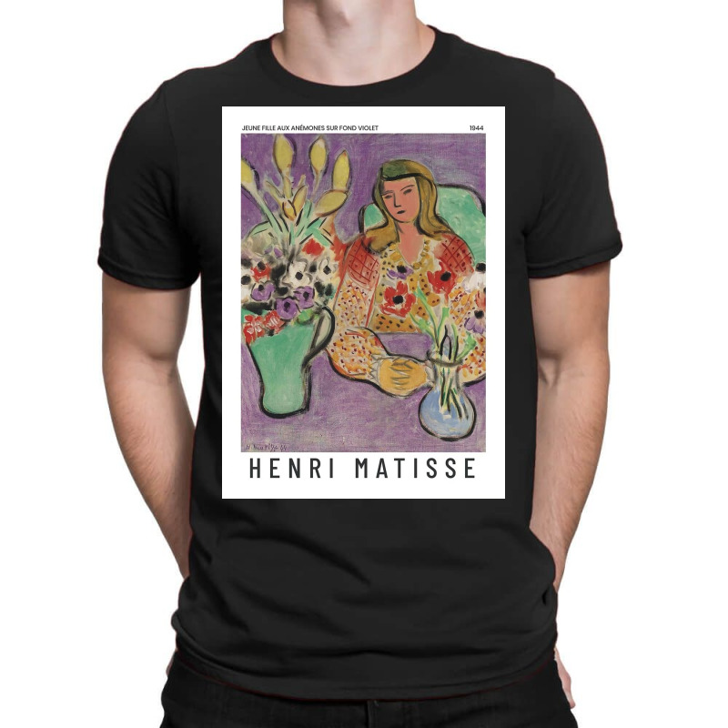 Henri  Jeune Fille Aux Anémones Sur Fond Violet Exhibition T-Shirt by Laura K | Artistshot