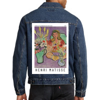 Henri  Jeune Fille Aux Anémones Sur Fond Violet Exhibition Men Denim Jacket | Artistshot