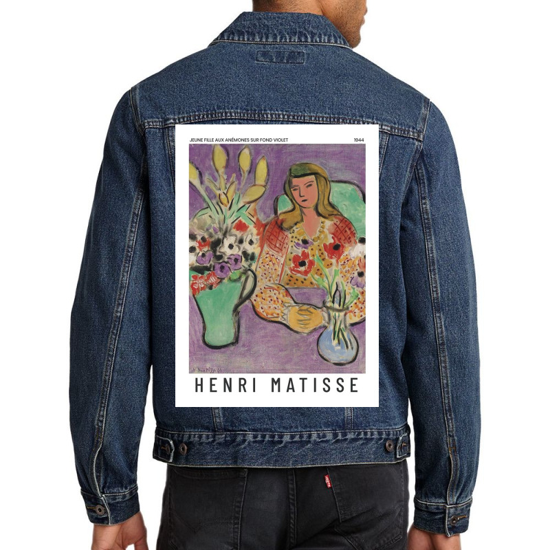 Henri  Jeune Fille Aux Anémones Sur Fond Violet Exhibition Men Denim Jacket by Laura K | Artistshot