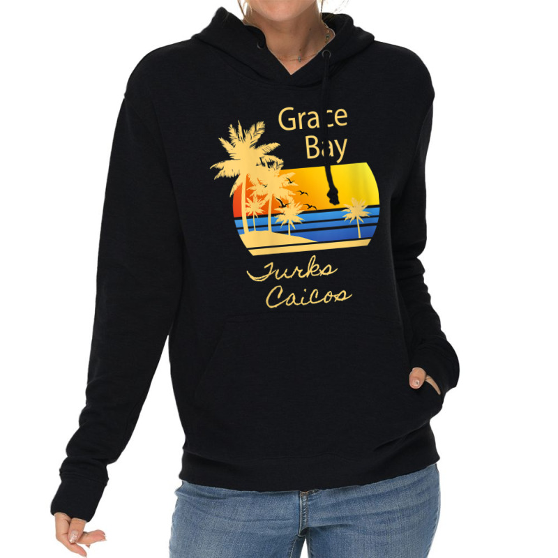 Womens Retro Cool Grace Bay Beach Turks And Caicos Islands Novelty Lightweight Hoodie by Hoang95 | Artistshot