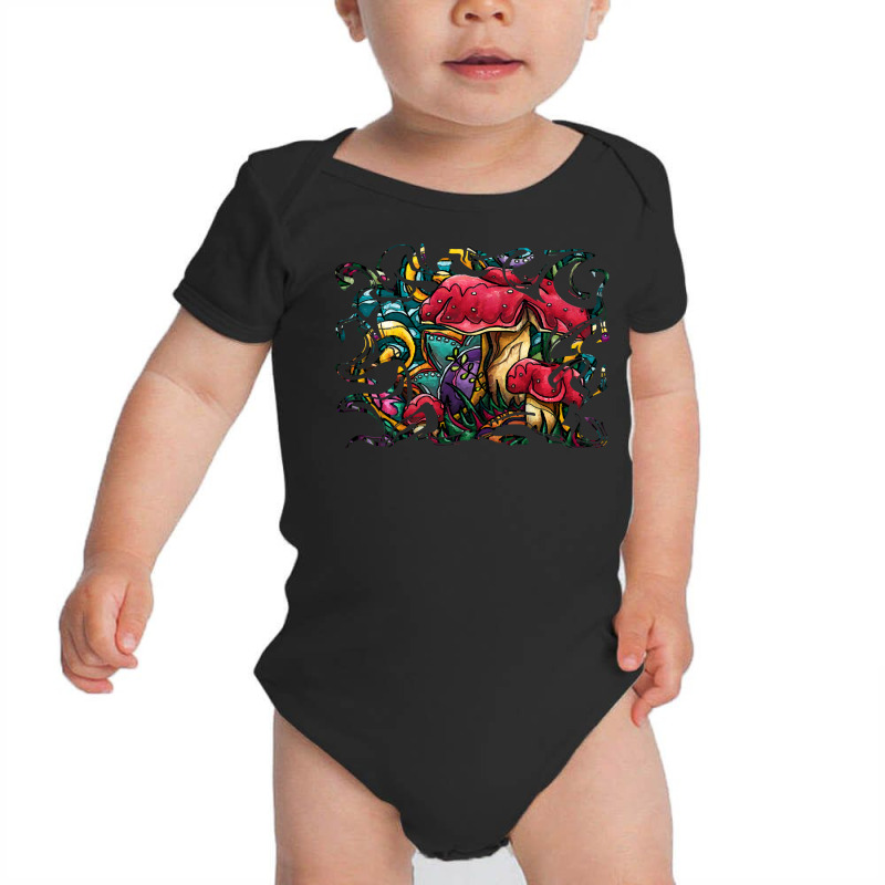 Mushrooms T  Shirt Colorful Red Mushrooms Painting, Psychedelic Amanit Baby Bodysuit by jaycee32830 | Artistshot