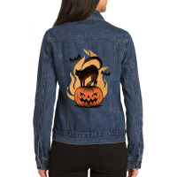 Day Gifts Burning Skull Men Women Ladies Denim Jacket | Artistshot