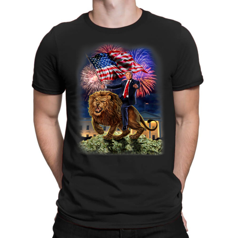 Usa President Donald Trump Rides On A Ferocious Lion T-shirt | Artistshot