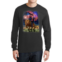 Usa President Donald Trump Rides On A Ferocious Lion Long Sleeve Shirts | Artistshot