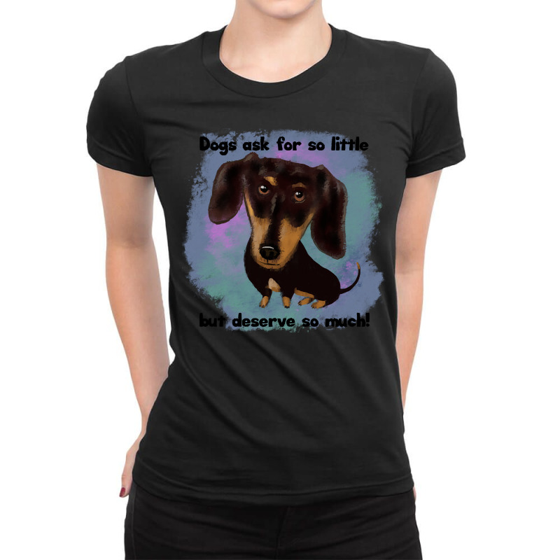 Dachshund Dog T  Shirt Cute Black And Tan Dachshund T  Shirt Ladies Fitted T-Shirt by unwieldystatement | Artistshot