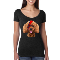 Toy Poodle Dog With Red Lightning Bolt Painted On Face Women's Triblend Scoop T-shirt | Artistshot