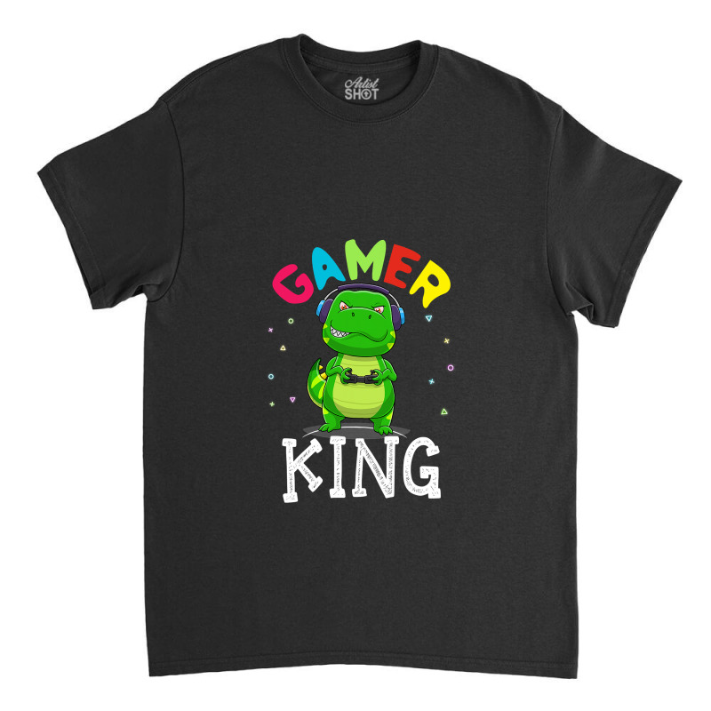 Gamer King T Rex Dinosaur Playing Video Games Kid Boys Gamer T Shirt Classic T-shirt | Artistshot