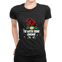 Water Skiing Gnome Buffalo Plaid Matching Family Christmas T Shirt Ladies Fitted T-shirt | Artistshot