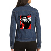 Vintage Music  Light Novel Cartoon Character Ladies Denim Jacket | Artistshot