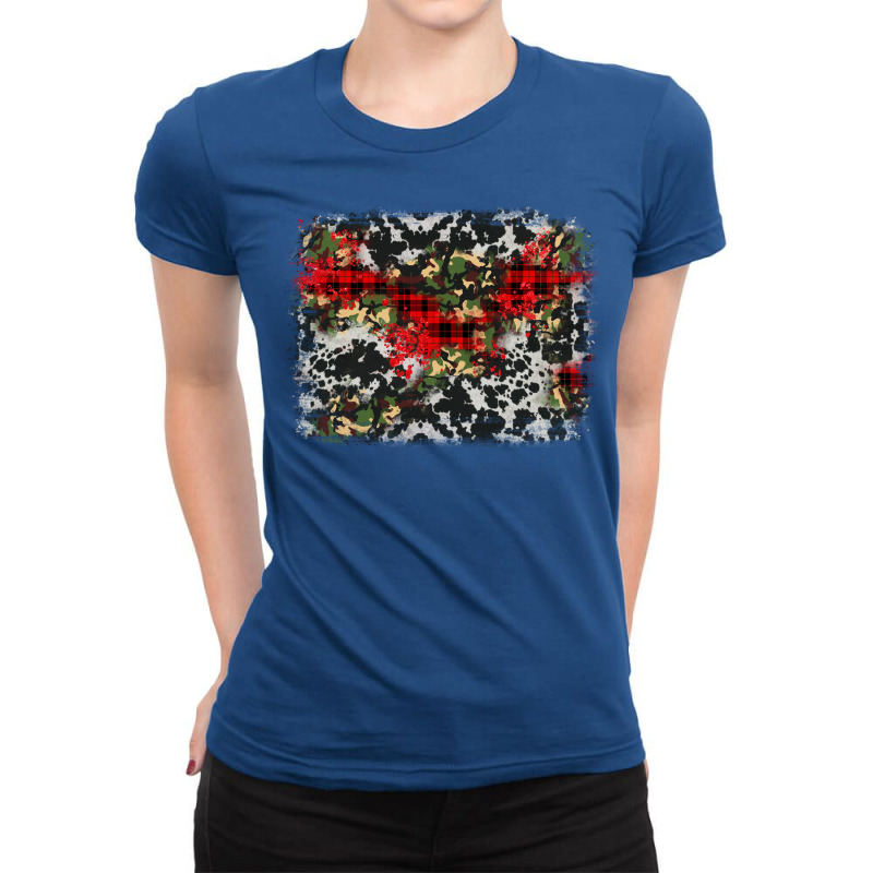 Camouflage Cowhide Christmas Background Ladies Fitted T-shirt | Artistshot