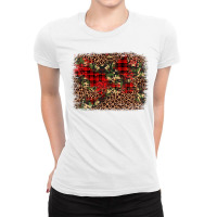 Camouflage Leopard Christmas Background Ladies Fitted T-shirt | Artistshot