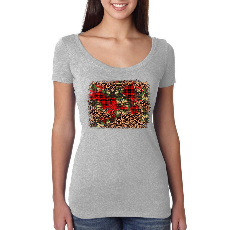 Camouflage Leopard Christmas Background Women's Triblend Scoop T-shirt | Artistshot