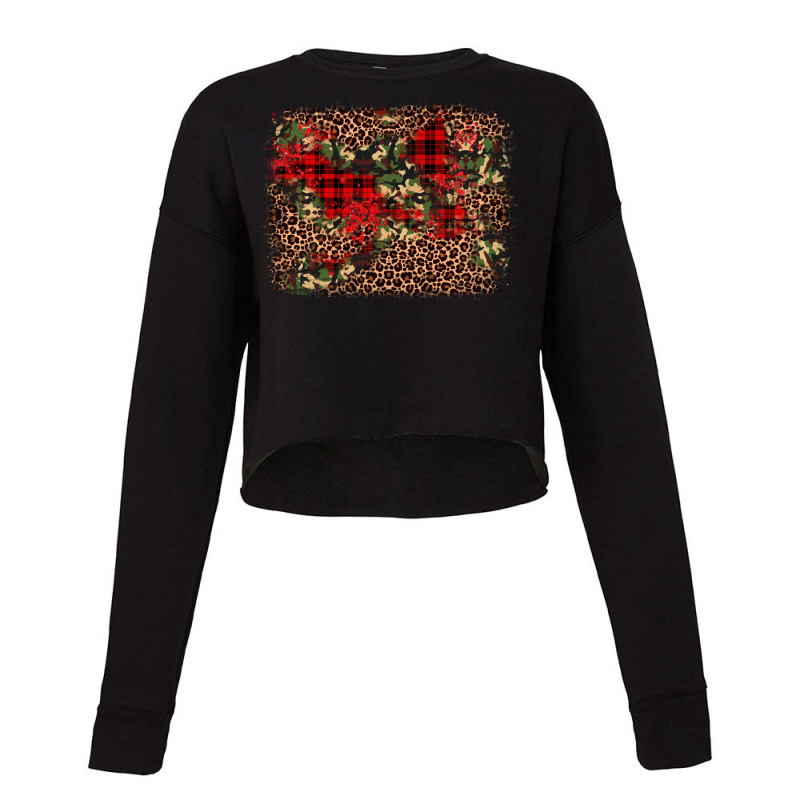 Camouflage Leopard Christmas Background Cropped Sweater | Artistshot