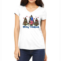 Camouflage Trees Merry Christmas Women's V-neck T-shirt | Artistshot