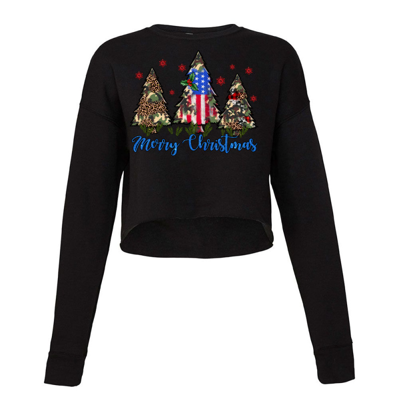 Camouflage Trees Merry Christmas Cropped Sweater | Artistshot