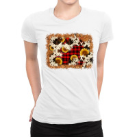 Christmas Cowhide Sunflower Background Ladies Fitted T-shirt | Artistshot