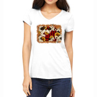 Christmas Cowhide Sunflower Background Women's V-neck T-shirt | Artistshot