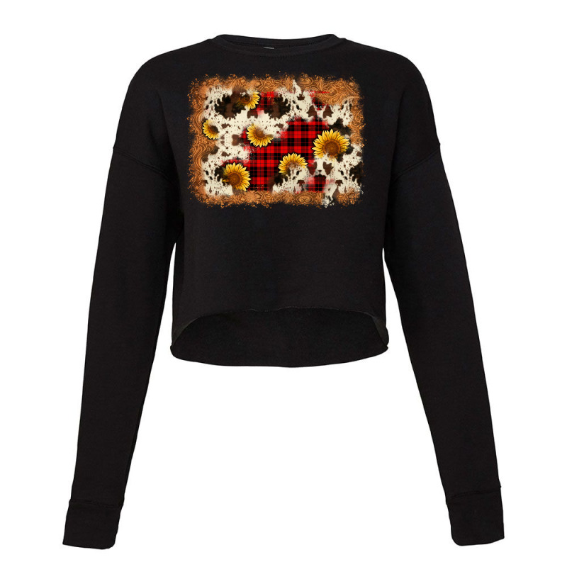 Christmas Cowhide Sunflower Background Cropped Sweater | Artistshot