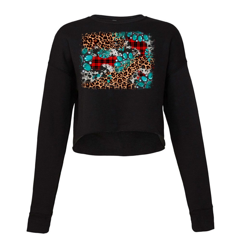 Gemstone Leopard Christmas Background Cropped Sweater | Artistshot