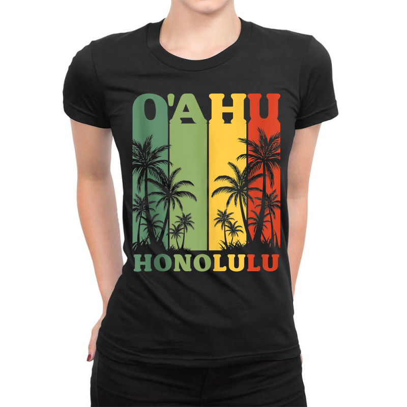 Hawaii Lover Island Palms Oahu Honolulu Hawaiian Tank Top Ladies Fitted T-Shirt by diles | Artistshot