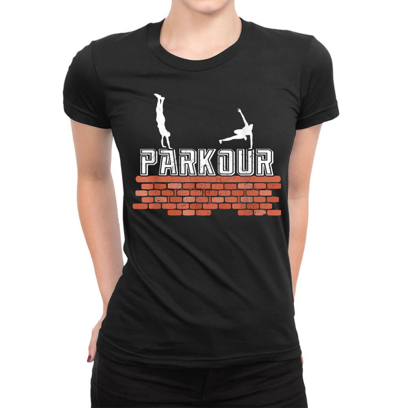 Parkour   Railing Jumper Wall Climbing Free Running T Shirt Ladies Fitted T-Shirt by atereldoegevbm | Artistshot