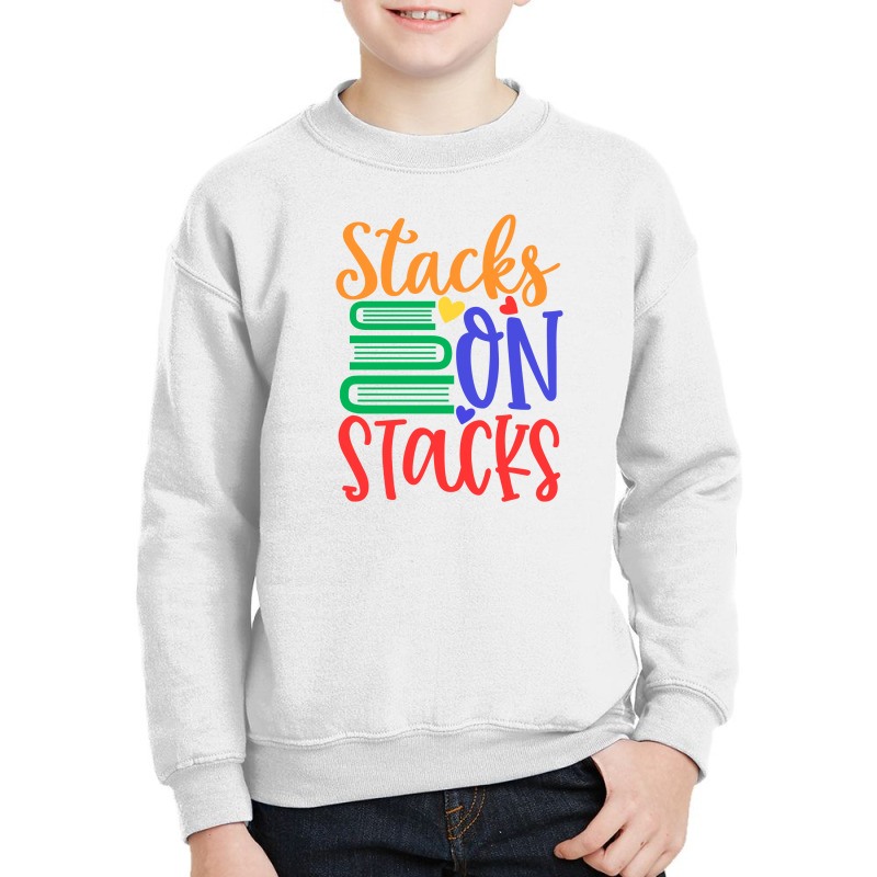 Books Stacks On Stacks Youth Sweatshirt by margon | Artistshot