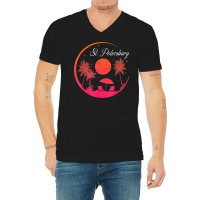 St. Petersburg City Fl Beach Sunset Summer Family Vacation T Shirt V-neck Tee | Artistshot