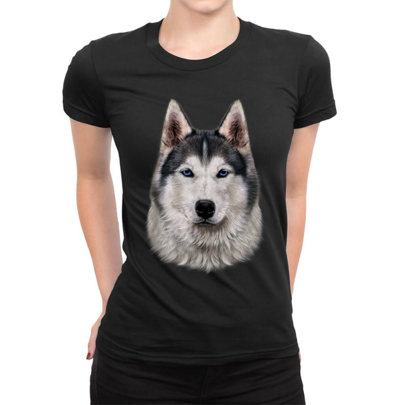 Siberian Husky Dog Face Ladies Fitted T-Shirt by Hoang95 | Artistshot