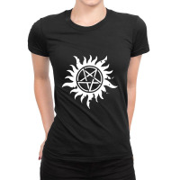 Pentagram Black Ladies Fitted T-shirt | Artistshot