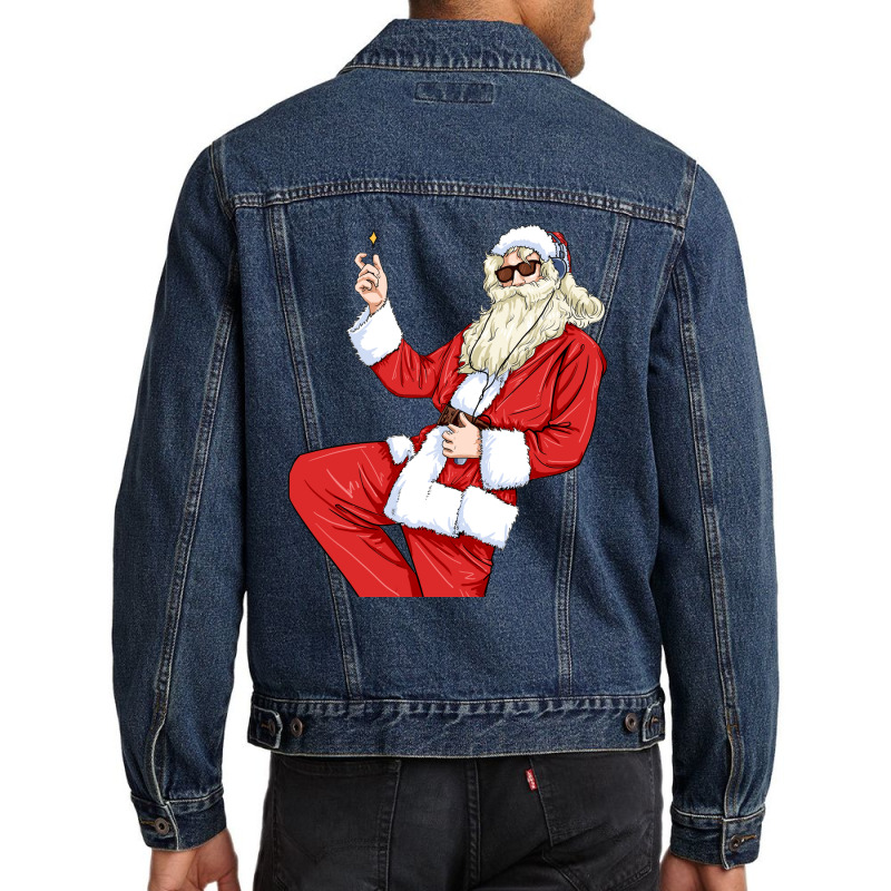 Funny Christmas Santa Claus Rock Punk Men Denim Jacket | Artistshot