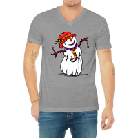 Funny Christmas Snowman Wearing Santa Hat V-neck Tee | Artistshot