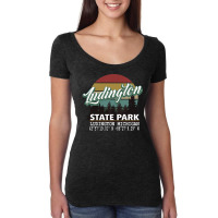 Ludington State Park With Gps Location Pullover Hoodie Women's Triblend Scoop T-shirt | Artistshot