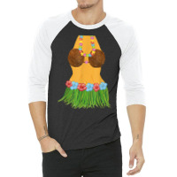 Hula Dancer Shirt Lei Flowers Coconut Bra Grass Skirt 3/4 Sleeve Shirt | Artistshot