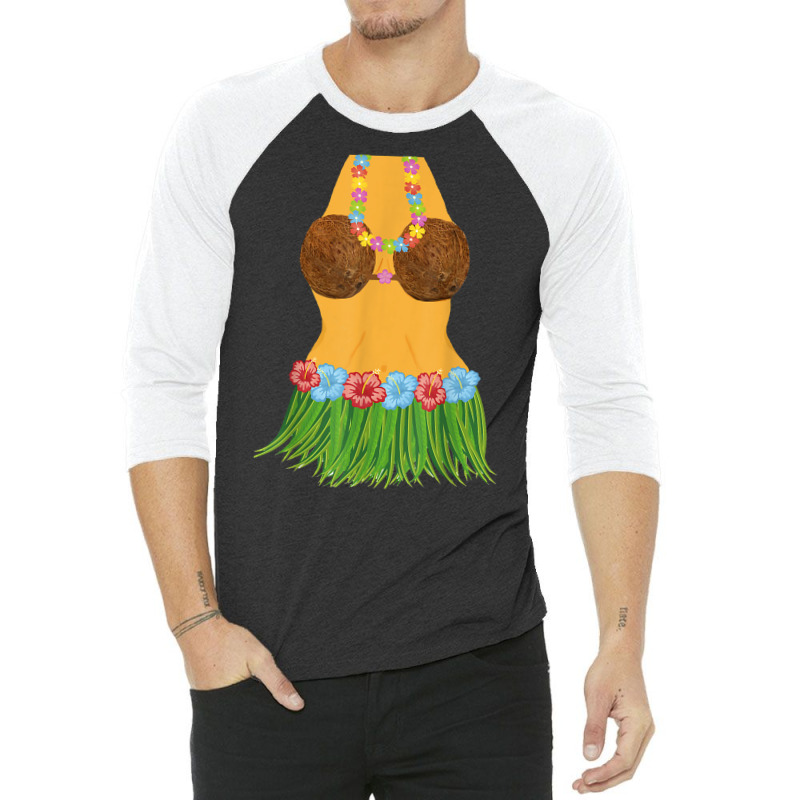 Hula Dancer Shirt Lei Flowers Coconut Bra Grass Skirt 3/4 Sleeve Shirt | Artistshot