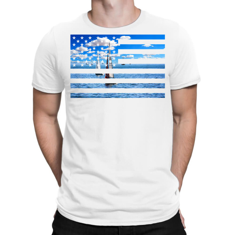 Sail Boats On American Flag  Usa Sailing  Sailor T Shirt T-shirt | Artistshot