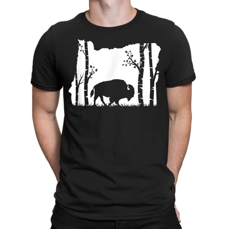 Hunting Bison   Oregon Map Art Vintage Buffalo Hunter T Shirt T-shirt | Artistshot