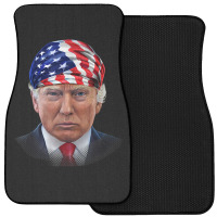 President Donald Trump In Flag Of Usa Head Wrap Front Car Mat | Artistshot