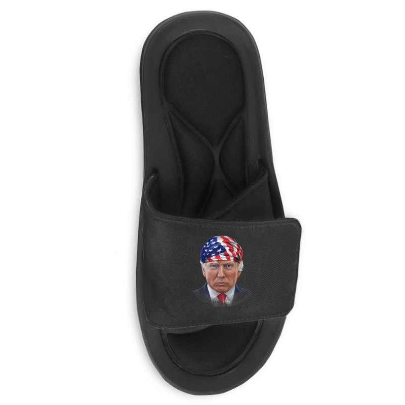 President Donald Trump In Flag Of Usa Head Wrap Slide Sandal by Hoang95 | Artistshot