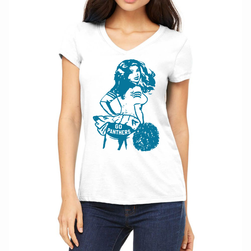 Custom Vintage Carolina Panthers T Shirt Carolina Panthers Shirt  Cheerleader Women's V-neck T-shirt By Custom-designs - Artistshot