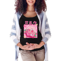 Funny Retro 90s Strawberry Milkshake Carton Kawaii Anime Cat T Shirt Maternity Scoop Neck T-shirt | Artistshot