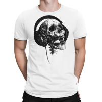 Music Forever Skull With Headphones Ink Graphic Rock Song T Shirt T-shirt | Artistshot