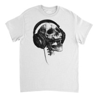 Music Forever Skull With Headphones Ink Graphic Rock Song T Shirt Classic T-shirt | Artistshot