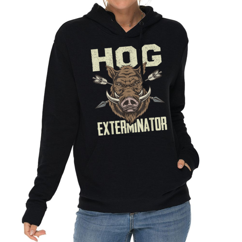 Mens Vintage Wild Pig Hunt Hunting Hog Exterminator Boar Hunter T Shir Lightweight Hoodie | Artistshot