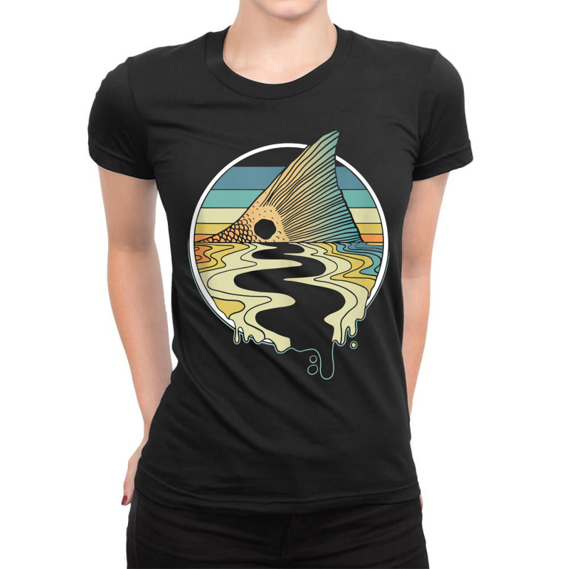 Redfish Tail Love Fishing Tank Top Ladies Fitted T-Shirt by rostinoko | Artistshot