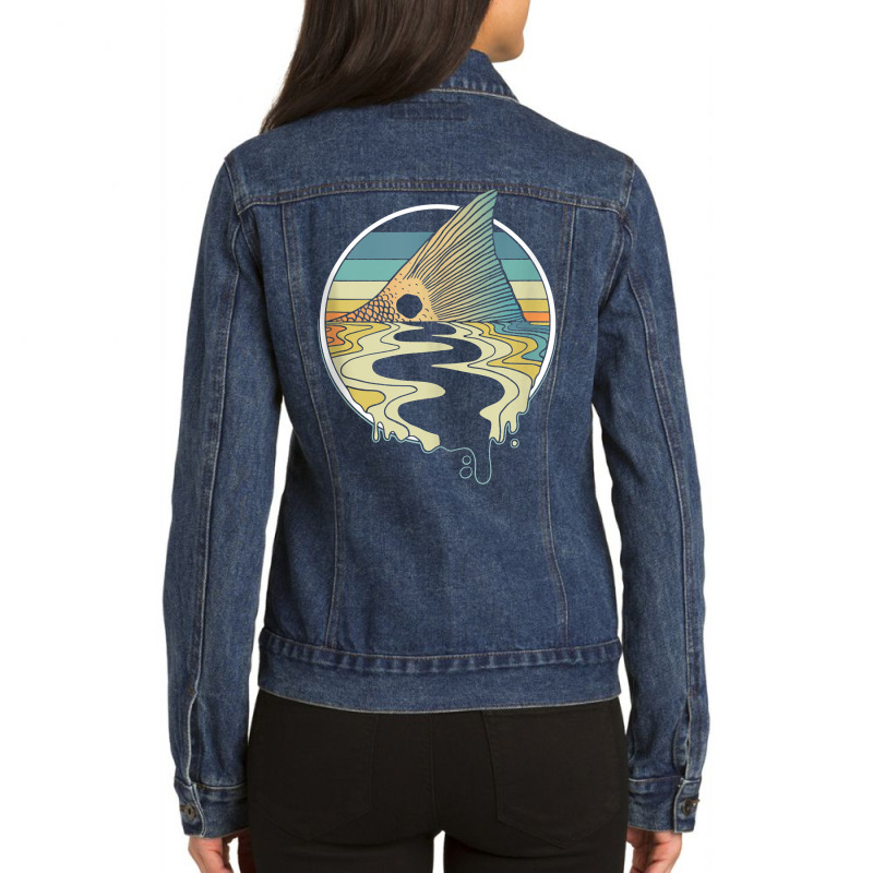 Redfish Tail Love Fishing Tank Top Ladies Denim Jacket by rostinoko | Artistshot