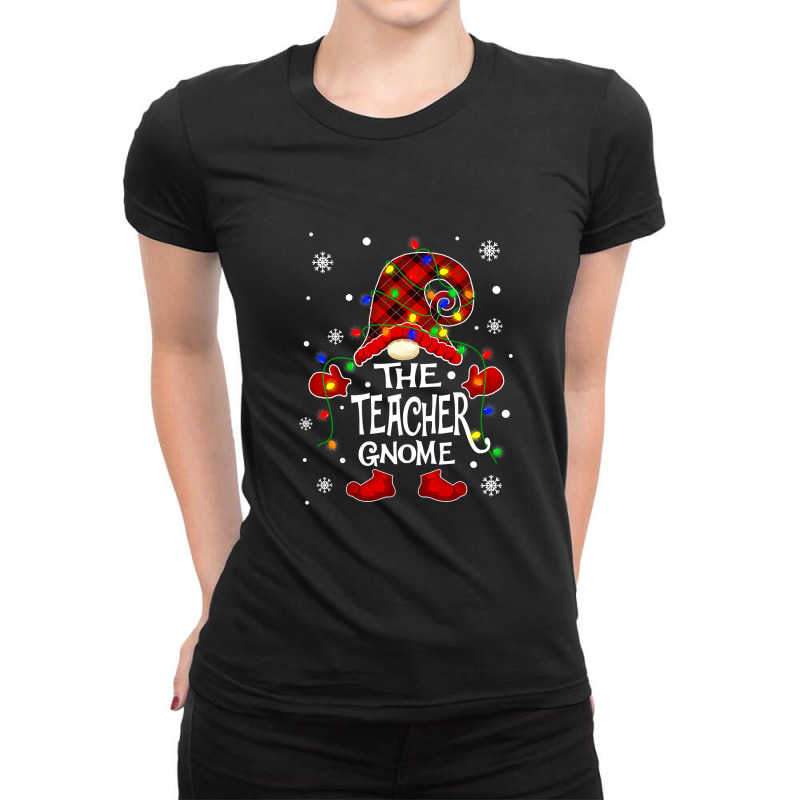 The Teacher Gnome Matching Family Group Christmas Lights T Shirt Ladies Fitted T-Shirt by Kevin_VandenBerge | Artistshot