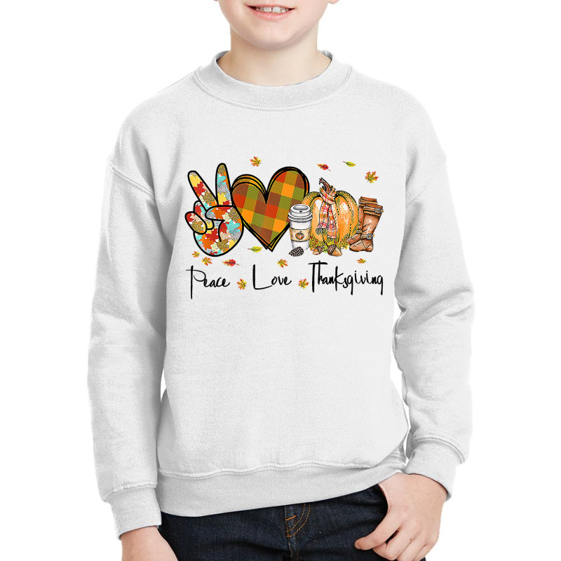 Peace Love Thanksgiving Autumn Season Pumpkin Coffee Lover Premium T S Youth Sweatshirt by Adriana_Torquemada | Artistshot