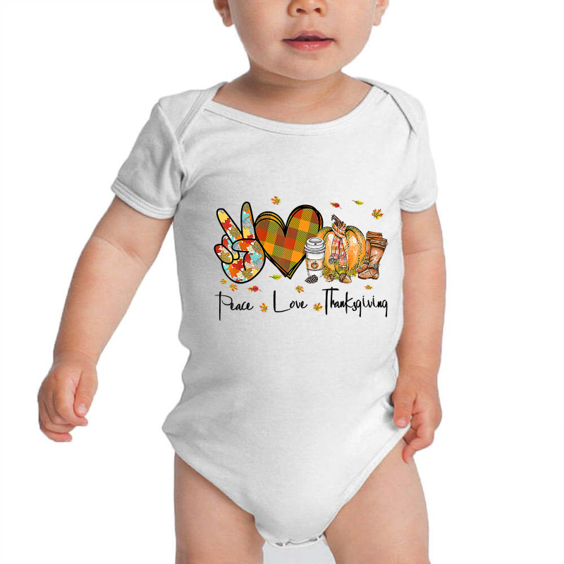 Peace Love Thanksgiving Autumn Season Pumpkin Coffee Lover Premium T S Baby Bodysuit by Adriana_Torquemada | Artistshot