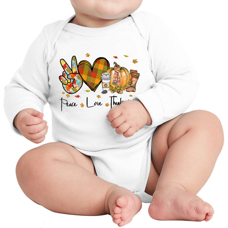 Peace Love Thanksgiving Autumn Season Pumpkin Coffee Lover Premium T S Long Sleeve Baby Bodysuit by Adriana_Torquemada | Artistshot